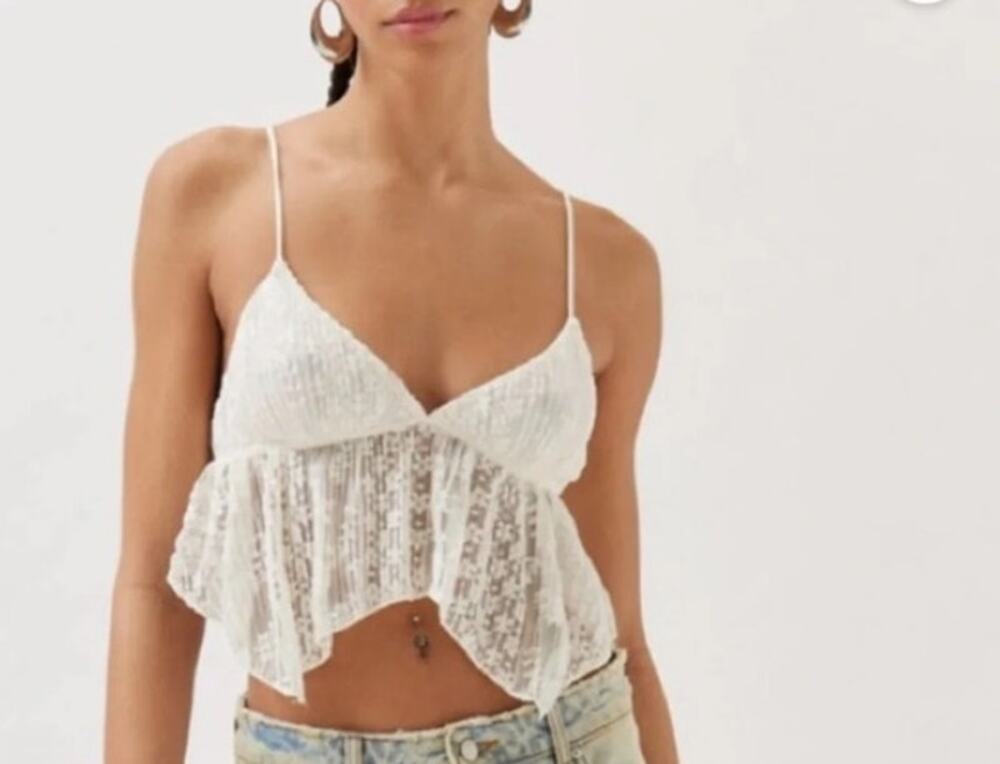 Urban Outfitters Tabatha Lace Babydoll Cami Size Large Ivory